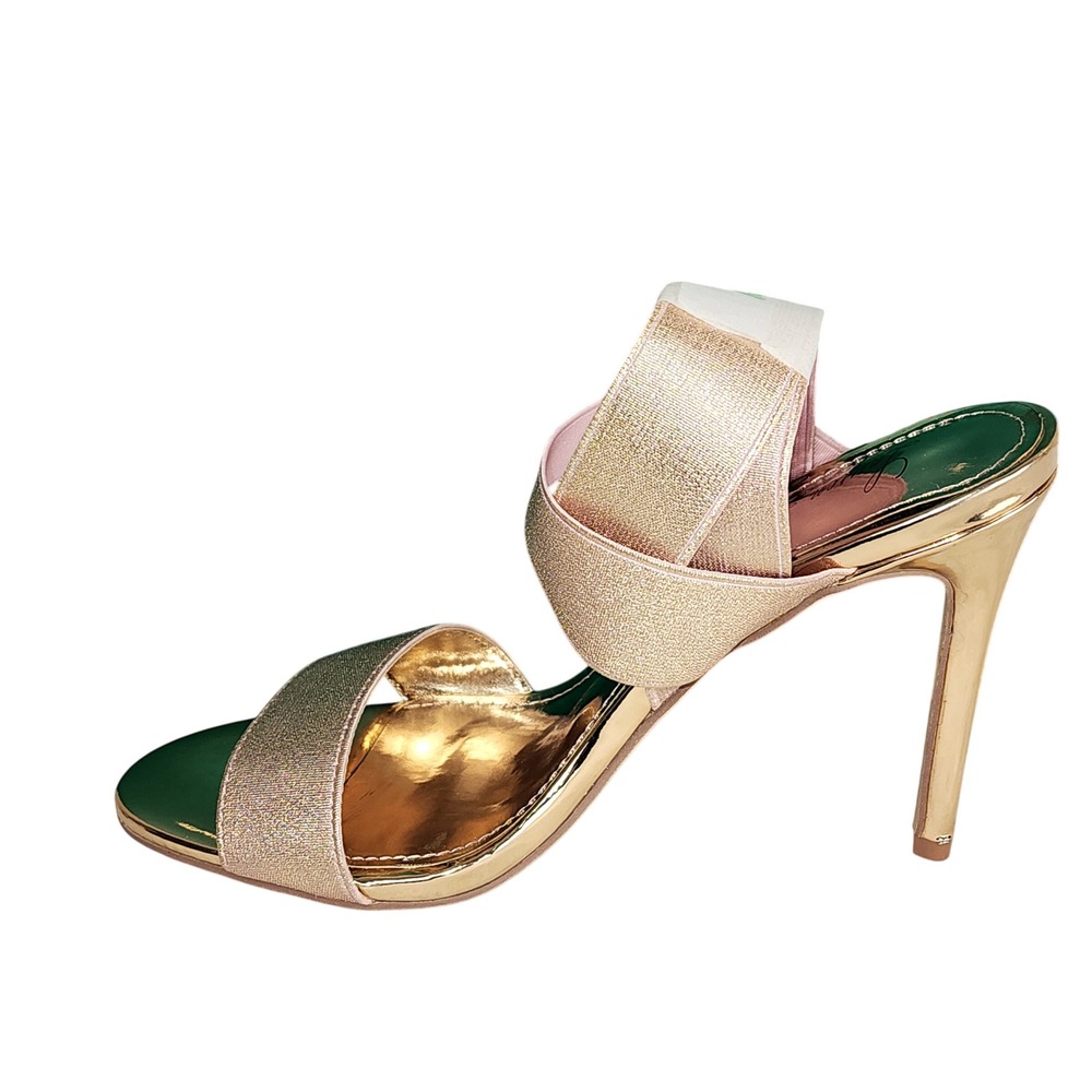 Lauren Lorraine Dallas Wrap Ankle Stiletto Heels 7NWB Gold‎ Event Party Glam - Picture 2 of 9